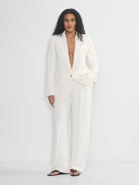 Aritzia the effortless pants 14 tall cream white tone minimalist high rise 34”
